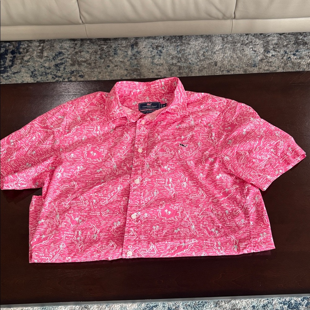 Vineyard Vine Pink Patterned Button-Up Shirt - image 1